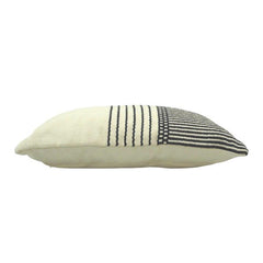 Handwoven Striped Cotton Cushion Cover 35x50 cm | Modern Black & Ivory Lumbar Pillow Cover | Handmade Minimalist Home Décor