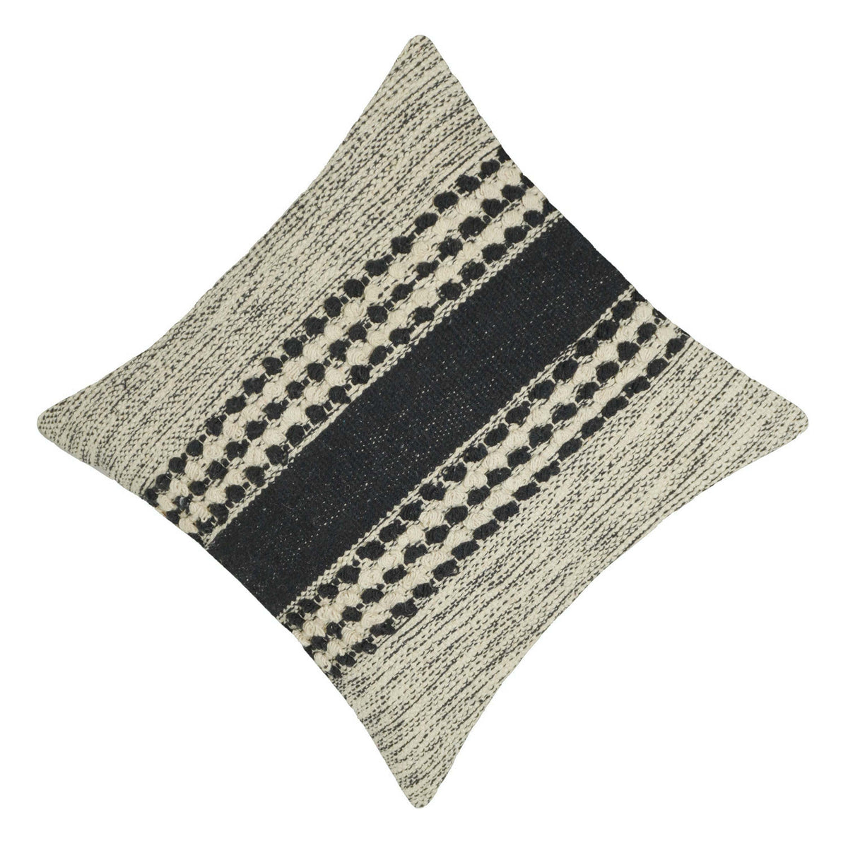 Handwoven Black & Cream Textured Cushion Cover – 45 x 45 cm