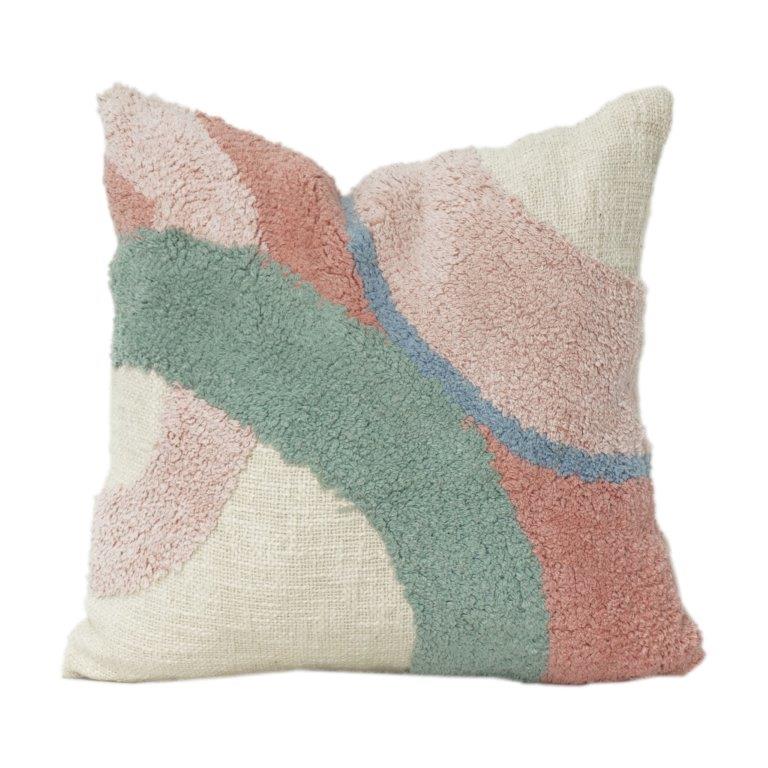 Tufted Cotton Cushion Cover 45x45 cm – Abstract Textured Design in Earthy Tones | Soft Decorative Throw Pillow