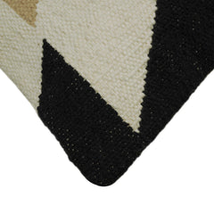 Beige ivory and black geometric handwoven cotton cushion cover 45x45 cm