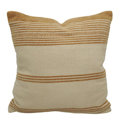 Handwoven Cotton Striped Cushion Cover 45x45 cm | Beige & Natural Woven Decorative Throw Pillow Cover | Hidden Zipper | Modern Boho Farmhouse Home Décor