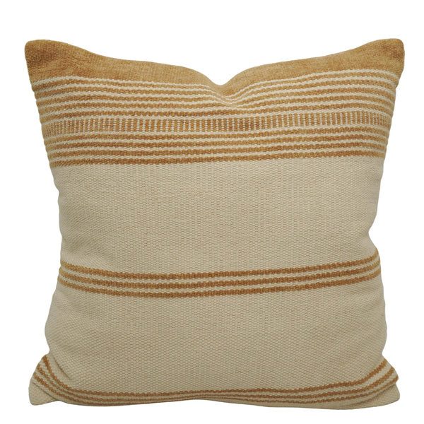 Handwoven Cotton Striped Cushion Cover 45x45 cm | Beige & Natural Woven Decorative Throw Pillow Cover | Hidden Zipper | Modern Boho Farmhouse Home Décor