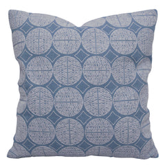 Machine Embroidered Geometric Cotton Cushion Cover 45x45 cm | Blue & White Decorative Throw Pillow Cover | Modern Square Cushion Cover with Concealed Zip