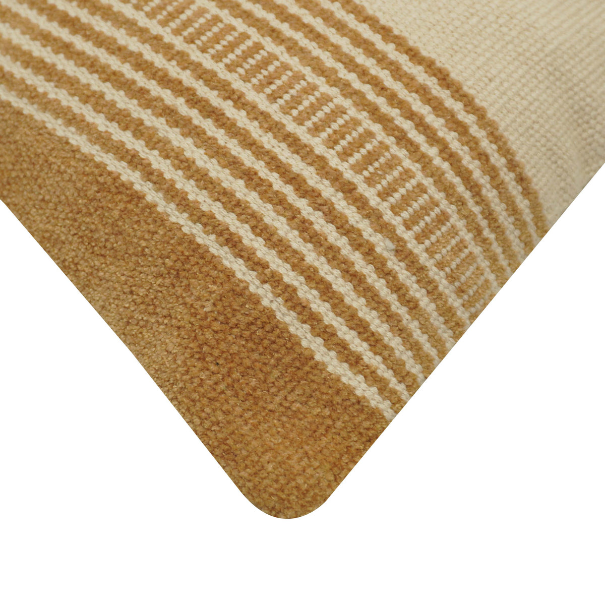 Handwoven Cotton Striped Cushion Cover 45x45 cm | Beige & Natural Woven Decorative Throw Pillow Cover | Hidden Zipper | Modern Boho Farmhouse Home Décor - Bulk manufacturer & supplier from Panipat, India