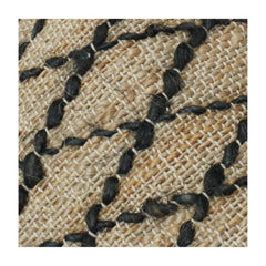 Handwoven Jute Cushion Cover with Black Diamond Embroidery | Rustic Natural Decorative Pillow Case | 18x18 Inch