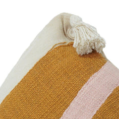 Moderner geometrischer, bestickter Baumwollkissenbezug mit Quasten – 45x45 cm | Abstraktes Farbblock-Design