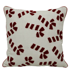 Hand Tufted Cotton Cushion Cover 45x45 cm | Red & Ivory Candy Cane Pattern | Decorative Throw Pillow Cover | Hidden Zipper | Modern Christmas Home Décor