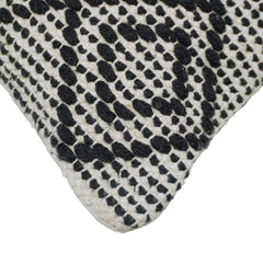 Handwoven Cotton Cushion Cover 45x45 cm – Black & Ivory Geometric Textured Design