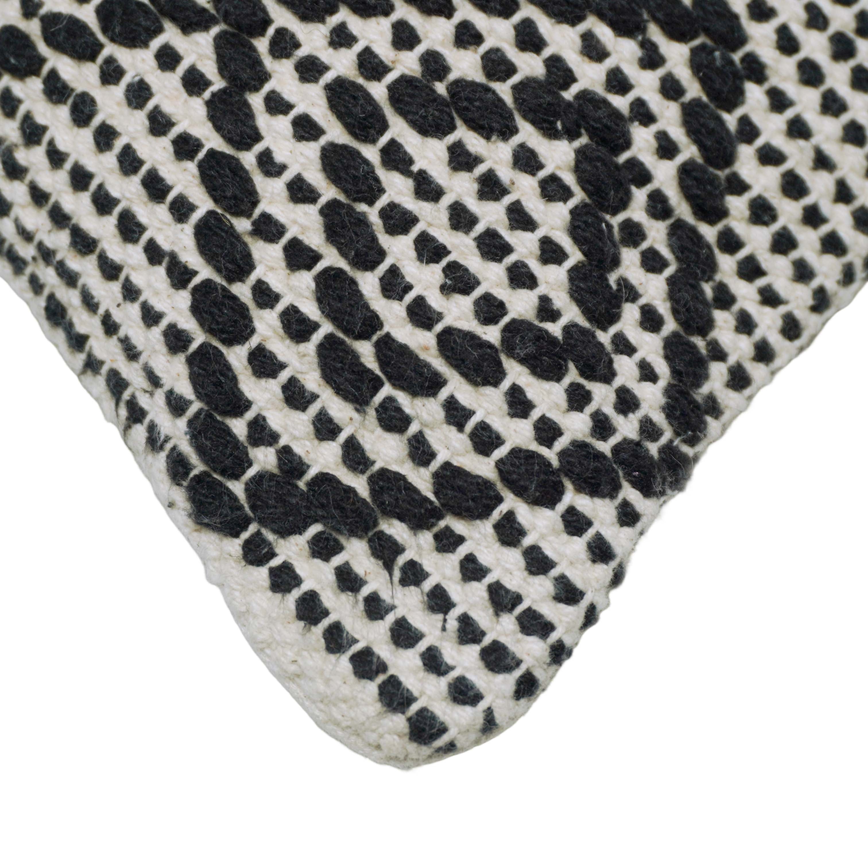 Handwoven Cotton Cushion Cover 45x45 cm – Black & Ivory Geometric Textured Design
