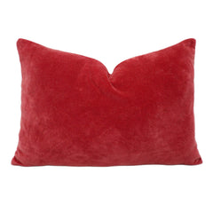 Solid Red Velvet Lumbar Cushion Cover 35x50 cm