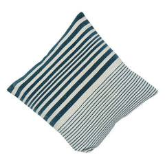 Handwoven Cotton Striped Cushion Cover | Dual Pattern Blue & White | Modern Textured Throw Pillow Case 18x18 Inch