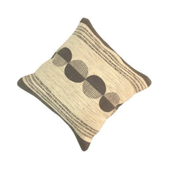 Modern Geometric Printed Cotton Cushion Cover | Beige & Charcoal Abstract Circle Design | 45x45 cm