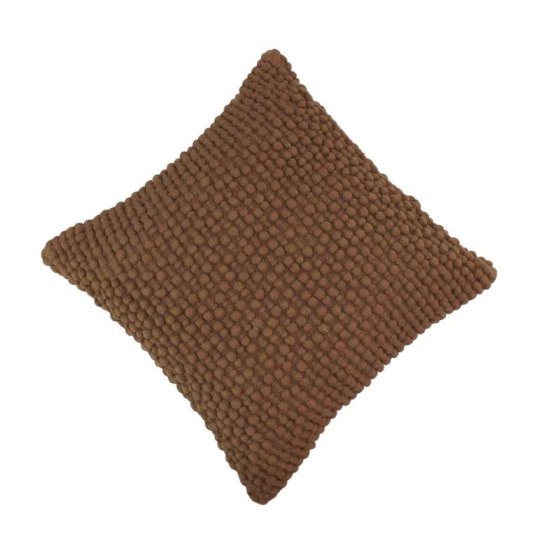 Handcrafted Bobble Textured Polyester Cushion Cover – Solid Brown | 45 x 45 cm | Decorative Throw Pillow Cover - Bulk manufacturer & supplier from Panipat, India