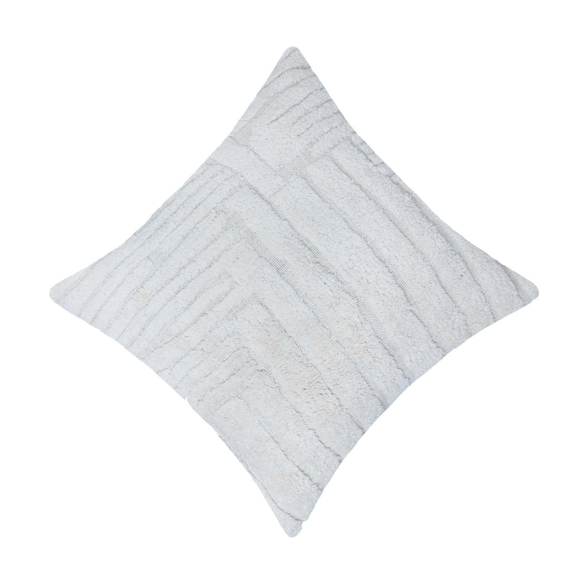 Handmade Tufted Cotton Cushion Cover 45x45 cm | Textured Geometric Boho Throw Pillow Cover | Off White Decorative Cushion Cover | Hidden Zipper | 18x18 Inch - Bulk manufacturer & supplier from Panipat, India
