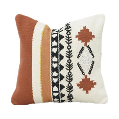 Handmade Cotton Embroidered Cushion Cover 45x45 cm | Boho Tribal Geometric Design | Decorative Throw Pillow Case