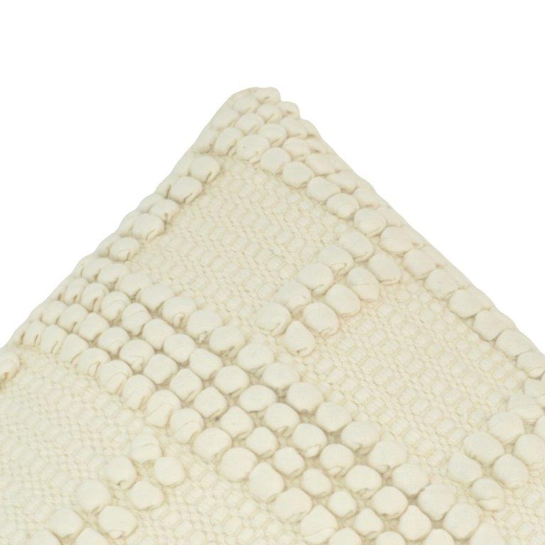 Handmade Cotton Tufted Cushion Cover 45x45 cm | Ivory Textured Boho Throw Pillow Cover | Artisan Woven Pom-Pom Design - Bulk manufacturer & supplier from Panipat, India