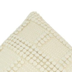 Handmade Cotton Tufted Cushion Cover 45x45 cm | Ivory Textured Boho Throw Pillow Cover | Artisan Woven Pom-Pom Design