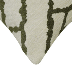 Geometric Jacquard Cotton Cushion Cover 45x45 cm | Ivory & Olive Green | Modern Trellis Pattern | Decorative Throw Pillow Cover with Hidden Zip