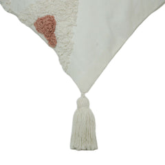 Geometric diamond tufted cotton cushion cover with tassel corners 45x45 cm