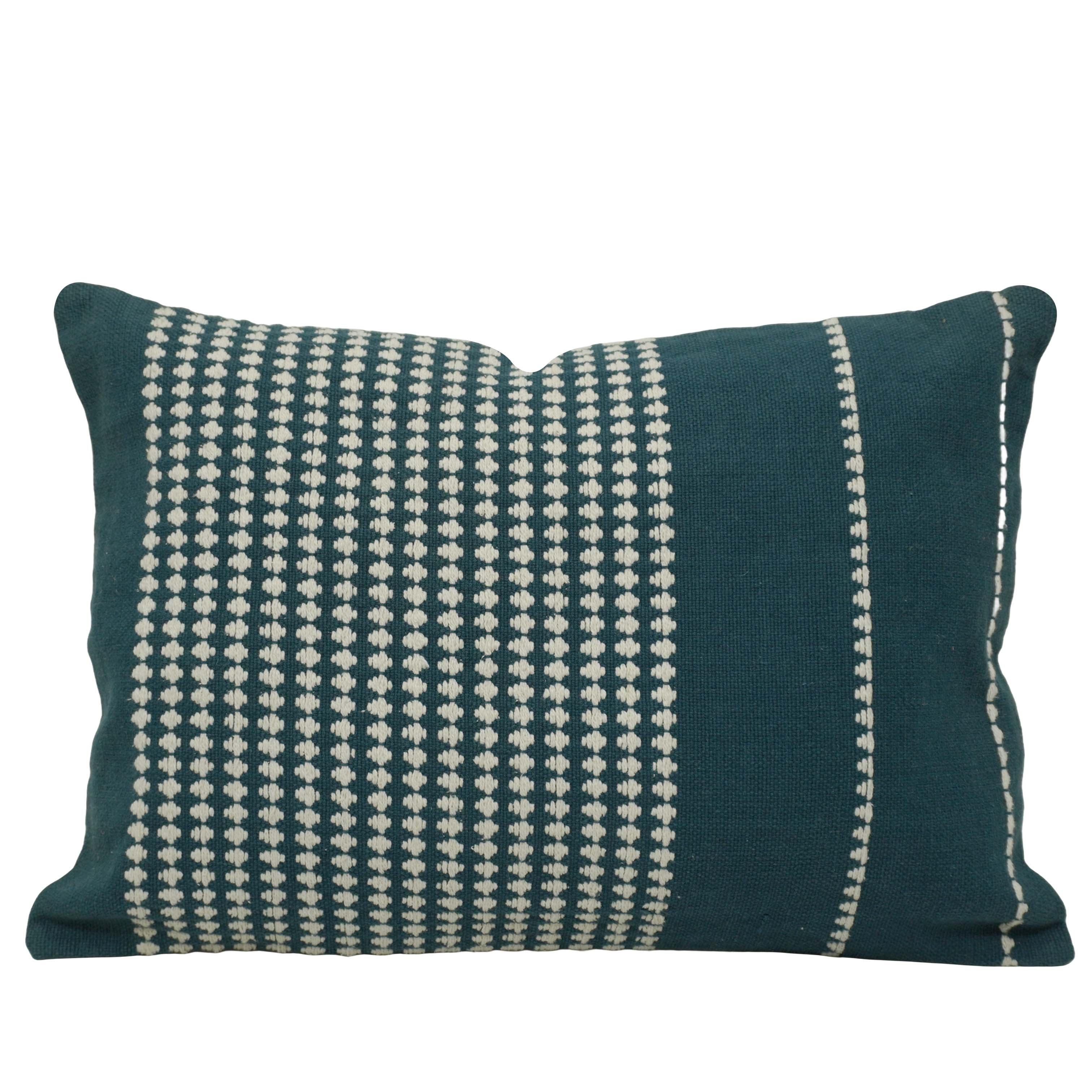 Handwoven Cotton Cushion Cover 35 x 50 cm | Woven Textured Stripe Design | Decorative Lumbar Pillow Cover with Concealed Zip | Modern & Boho Home Décor