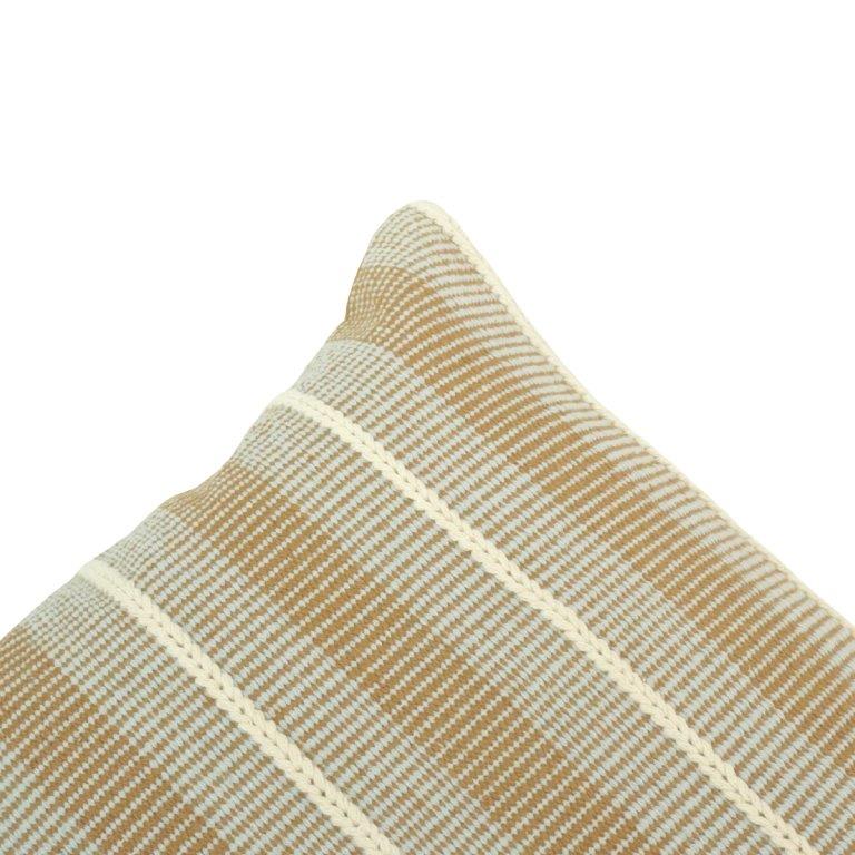 Handwoven Beige Stripe Cotton Cushion Cover | 45x45 cm Neutral Textured Throw Pillow Cover | Modern Boho Sofa Cushion - Bulk manufacturer & supplier from Panipat, India