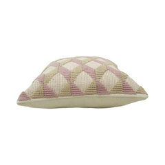 Handmade Tufted Geometric Cotton Cushion Cover 45x45 cm | Blush Pink & Beige Decorative Pillow Cover