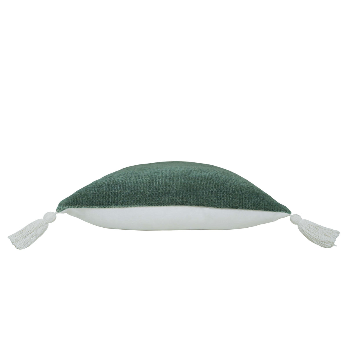 Handwoven Cotton Cushion Cover in Sage Green with Tassel Details – 45 x 45 cm