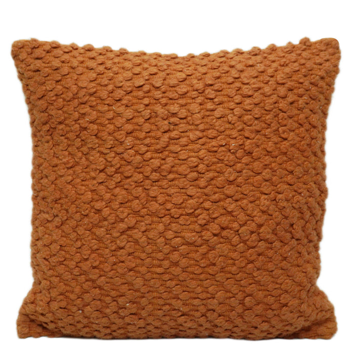 Handwoven Textured Cotton Cushion Cover – Rust Brown | 45 x 45 cm
