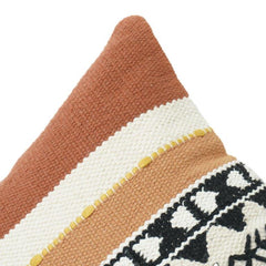 Handmade Cotton Embroidered Cushion Cover 45x45 cm | Boho Tribal Geometric Design | Decorative Throw Pillow Case