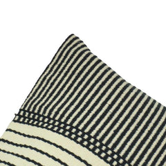 Handwoven Striped Cotton Cushion Cover 35x50 cm | Modern Black & Ivory Lumbar Pillow Cover | Handmade Minimalist Home Décor