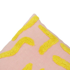 Tufted Abstract Cotton Cushion Cover 45x45 cm | Modern Textured Decorative Pillow Cover in Blush Pink & Mustard Yellow