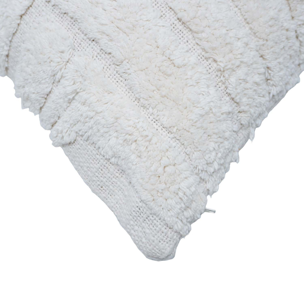 Handmade Tufted Cotton Cushion Cover 45x45 cm | Textured Geometric Boho Throw Pillow Cover | Off White Decorative Cushion Cover | Hidden Zipper | 18x18 Inch - Bulk manufacturer & supplier from Panipat, India
