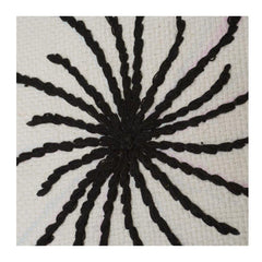 Black Spiral Embroidered Cotton Cushion Cover | Modern Abstract Floral Throw Pillow Cover | 18x18 Inch