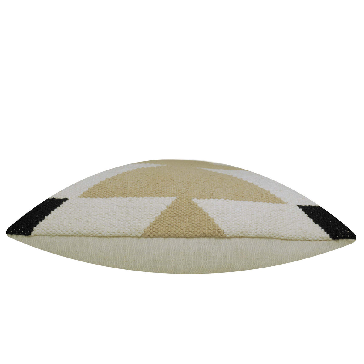 Beige ivory and black geometric handwoven cotton cushion cover 45x45 cm
