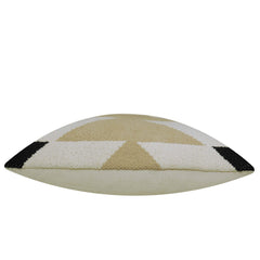 Beige ivory and black geometric handwoven cotton cushion cover 45x45 cm
