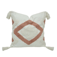 Geometric Diamond Tufted Cotton Tassel Cushion Cover 45x45 cm