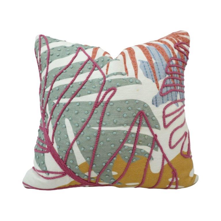 Abstract Embroidered Cotton Cushion Cover | Artistic Floral Design | 45x45 cm Decorative Pillow Cover