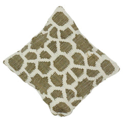 Olivgrüner Kissenbezug mit Textur – Jute-Baumwoll-Mischung mit abstraktem organischem Muster (45x45 cm)