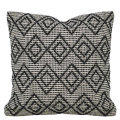 Handwoven Cotton Cushion Cover 45x45 cm – Black & Ivory Geometric Textured Design