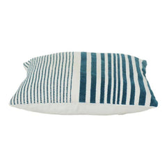 Handwoven Cotton Striped Cushion Cover | Dual Pattern Blue & White | Modern Textured Throw Pillow Case 18x18 Inch