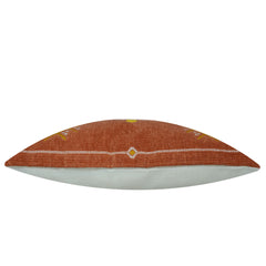 Machine Embroidered Geometric Cushion Cover – Rust Brown Tribal Pattern, 35 x 50 cm