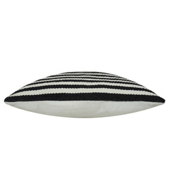 Handwoven Black & Ivory Striped Cotton Cushion Cover 45x45 cm | Modern Boho Woven Throw Pillow Cover | Hidden Zipper | 100% Cotton