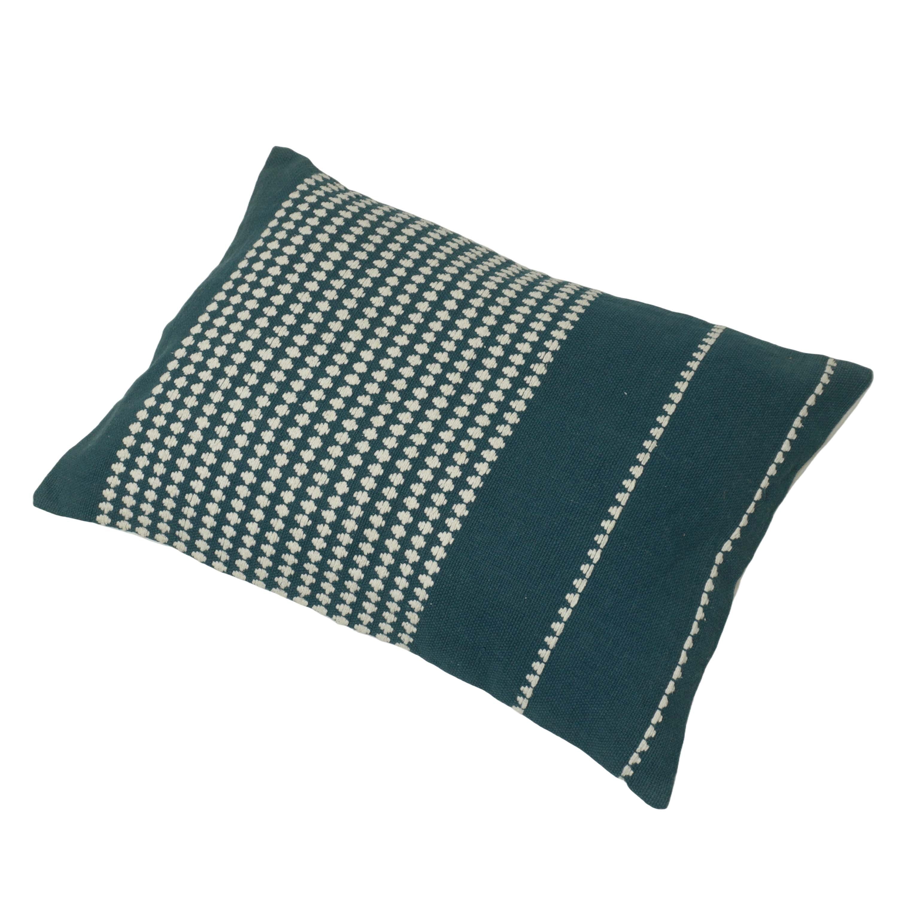 Handwoven Cotton Cushion Cover 35 x 50 cm | Woven Textured Stripe Design | Decorative Lumbar Pillow Cover with Concealed Zip | Modern & Boho Home Décor