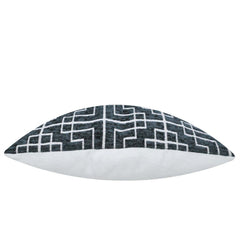 Handwoven Jacquard Cushion Cover – Navy Blue & White Geometric Pattern, 45 x 45 cm