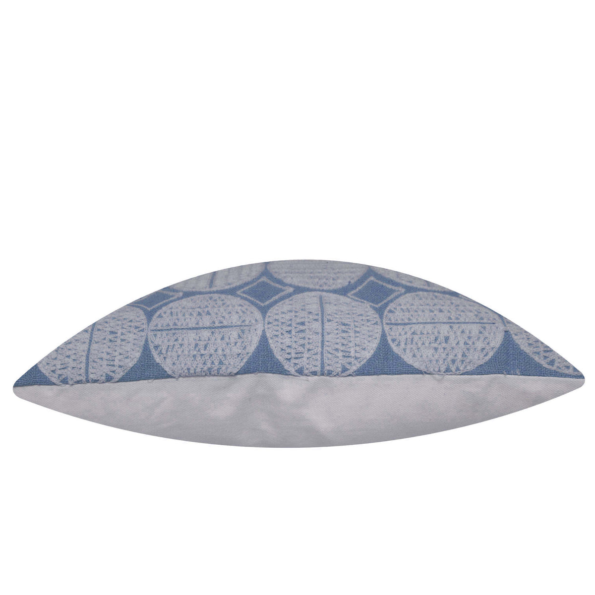 Machine Embroidered Geometric Cotton Cushion Cover 45x45 cm | Blue & White Decorative Throw Pillow Cover | Modern Square Cushion Cover with Concealed Zip