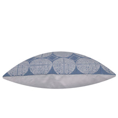 Machine Embroidered Geometric Cotton Cushion Cover 45x45 cm | Blue & White Decorative Throw Pillow Cover | Modern Square Cushion Cover with Concealed Zip