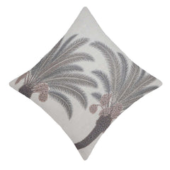 Palm Tree Printed Polyester Cushion Cover 45x45 cm | Tropical Botanical Decorative Throw Pillow Cover with Concealed Zipper | Modern Living Room & Bedroom Décor | 18x18 Inch