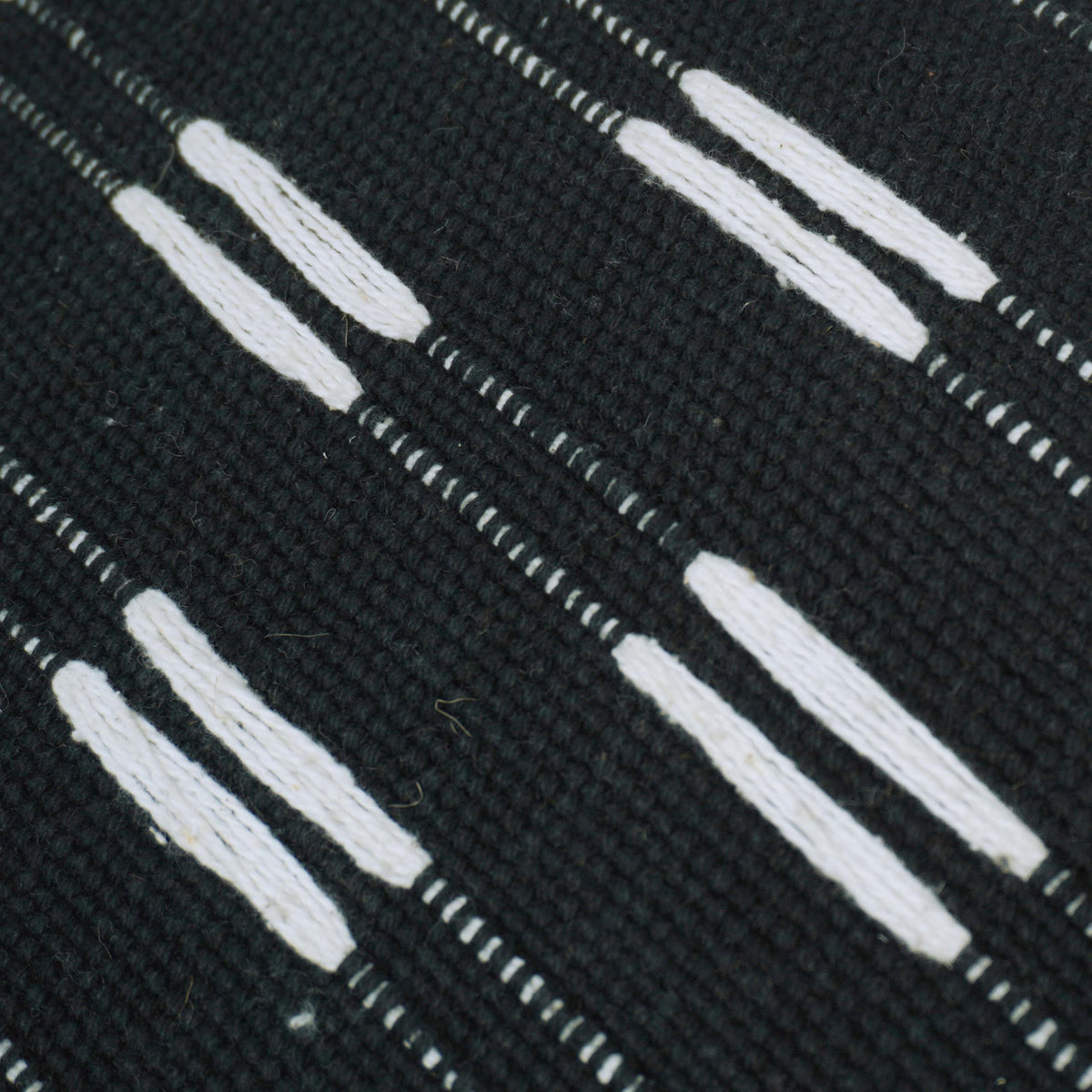 Handwoven Black & White Textured Cushion Cover 45x45 CM – Abstract Linear Pattern