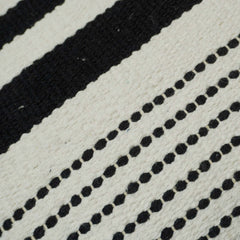 Handwoven Black & Ivory Striped Cotton Cushion Cover 45x45 cm | Modern Boho Woven Throw Pillow Cover | Hidden Zipper | 100% Cotton