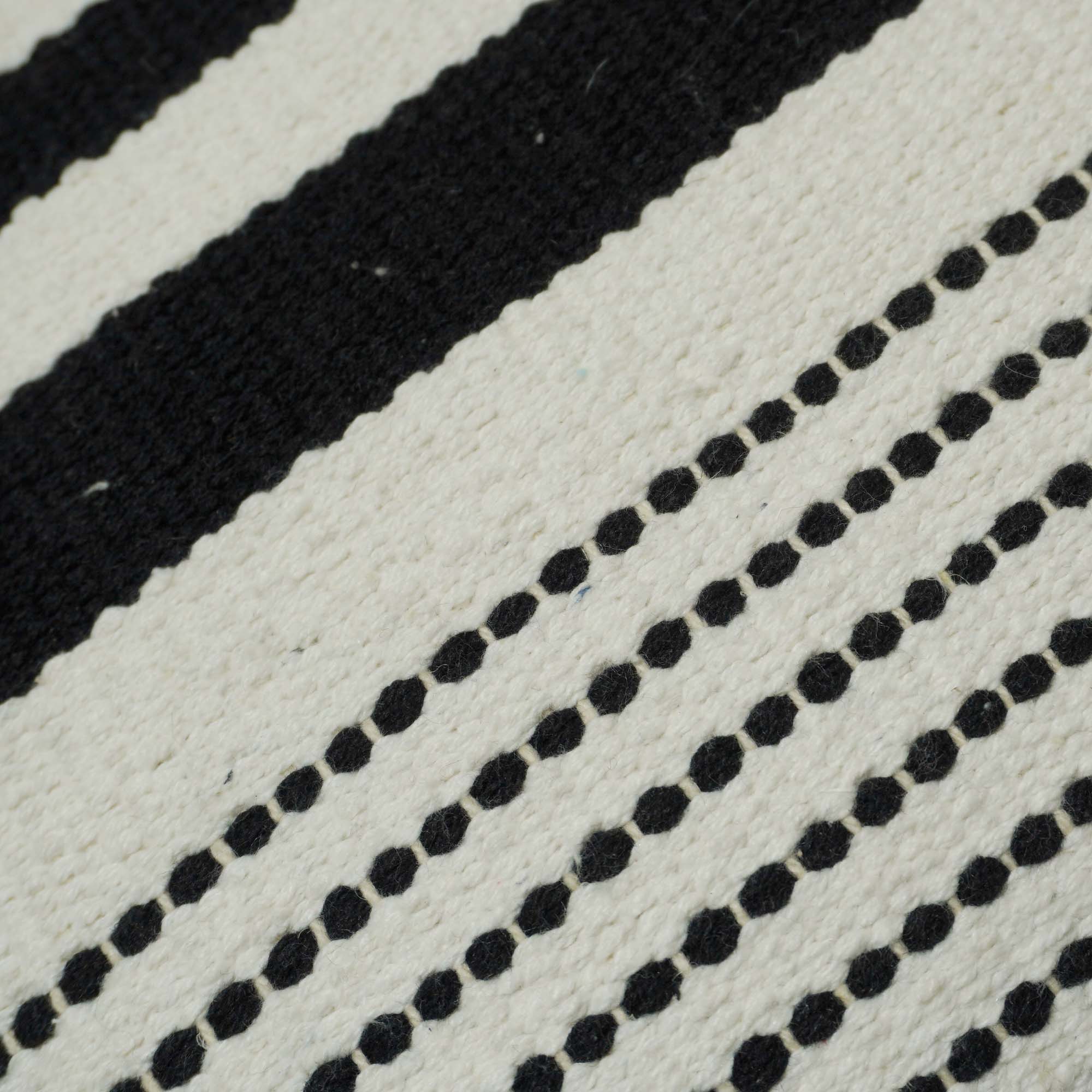 Handwoven Black & Ivory Striped Cotton Cushion Cover 45x45 cm | Modern Boho Woven Throw Pillow Cover | Hidden Zipper | 100% Cotton